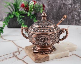Kitchen Decor Gift, Container with lid, Lidded pottery jar, Salt, Sugar bowl with lid,Turkish Sugar Container,Vintage Kitchen Countertop