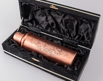 Handcrafted,100% Pure Copper Bottle With Macramé Bag,Pure Copper Yoga Water Bottle,Perfect Gift for Him & Her - Reusable Travel Bottle,gift