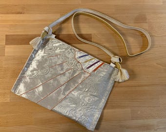 Upcycled Japanese Obi Shoulder Purse ~ Handmade Bag with Vintage Japanese Kimono Textiles