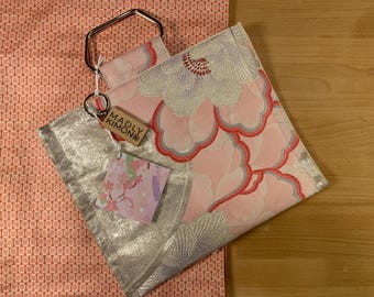 Upcycled Japanese Obi Hand Purse ~ Handmade Bag with Vintage Japanese Kimono Textiles