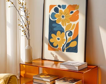 Abstract Floral Art Print: Mid-Century Modern Botanical Decor (Digital Download)