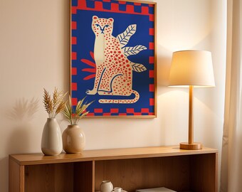 Boho Leopard Art Print: Bold Jungle Cat Poster (Digital Download)