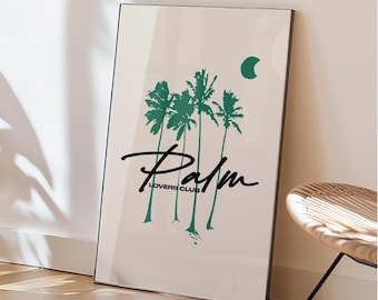 Palm Lovers Club Art Print – Minimal Coastal Palm Tree Wall Decor | Beach House Printable