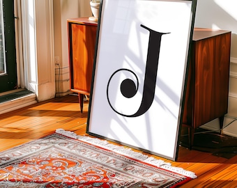 Letter J Print: Minimalist Typography Art (Digital Download