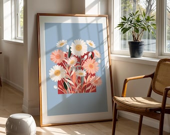 Daisy Floral Art Print: Wild Bloom Botanical Wall Decor (Digital Download)
