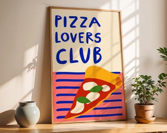 Pizza Lovers Club Art Print | Retro Kitchen Decor (Digital Download)