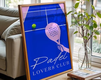 Padel Lovers Club Art Print | Minimal Retro Wall Decor (Digital Download)