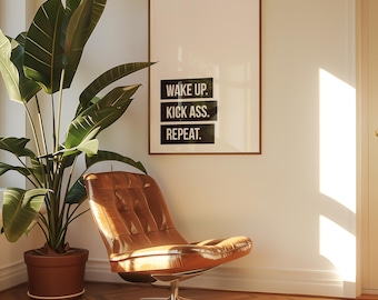 Estampa "Acorde, Arrase, Repita" | Decoração Moderna para Casa (Download Digital)