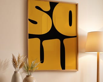 Poster SOUL – Abstrakte Retro-Kunst in Gelb & Schwarz | Moderner Minimal Print