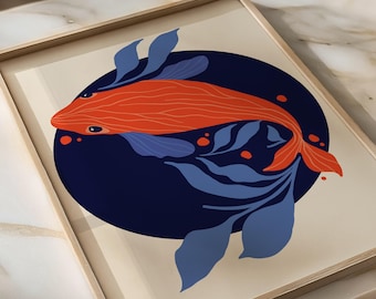 Koi Fish Print: Japanese Zen Wall Art (Digital Download)