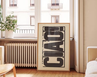 Ciao Retro Typography Print: Italian Maximalist Wall Art (Digital Download)