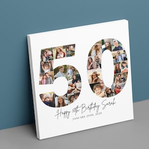 EDITABLE 50th Birthday Photo Collage Template, 50th Birthday Poster, Milestone Birthday Gift, 50th Party Decorations, Custom Collage
