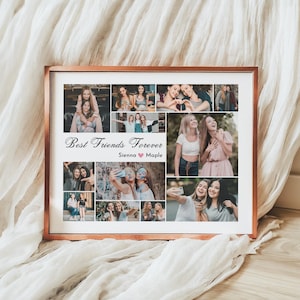 Best Friends Forever Photo Collage – Editable Canva Template, Friendship Wall Art, DIY Gift for Bestie, Instant Download