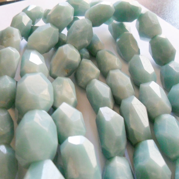 Gemstone Amazonite, Hong Kong cut ,gemstone Beads, High Quality beads, Irregular cut Nugget beads, 21x17mm average size  2 pcs