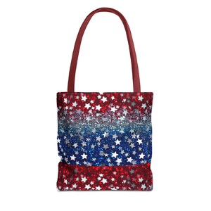 Bunt-Stern-Einkaufstasche, stilvolle Einkaufstasche, rote weiße blaue Tasche, Sommer-Picknick-Tasche, vierter Juli-Geschenk, All-Occasion tragen