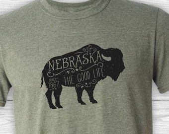 Nebraska T-shirt - Nebraska the Good Life Since 1867 Rustic Buffalo Bison t-shirt