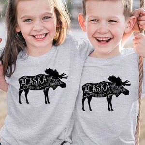 Alaska Kids Shirts, Alaska Moose Shirt, Alaska Shirt for Girls, Alaska Shirt for Boys, Alaskan cruise family vacation, Last Frontier