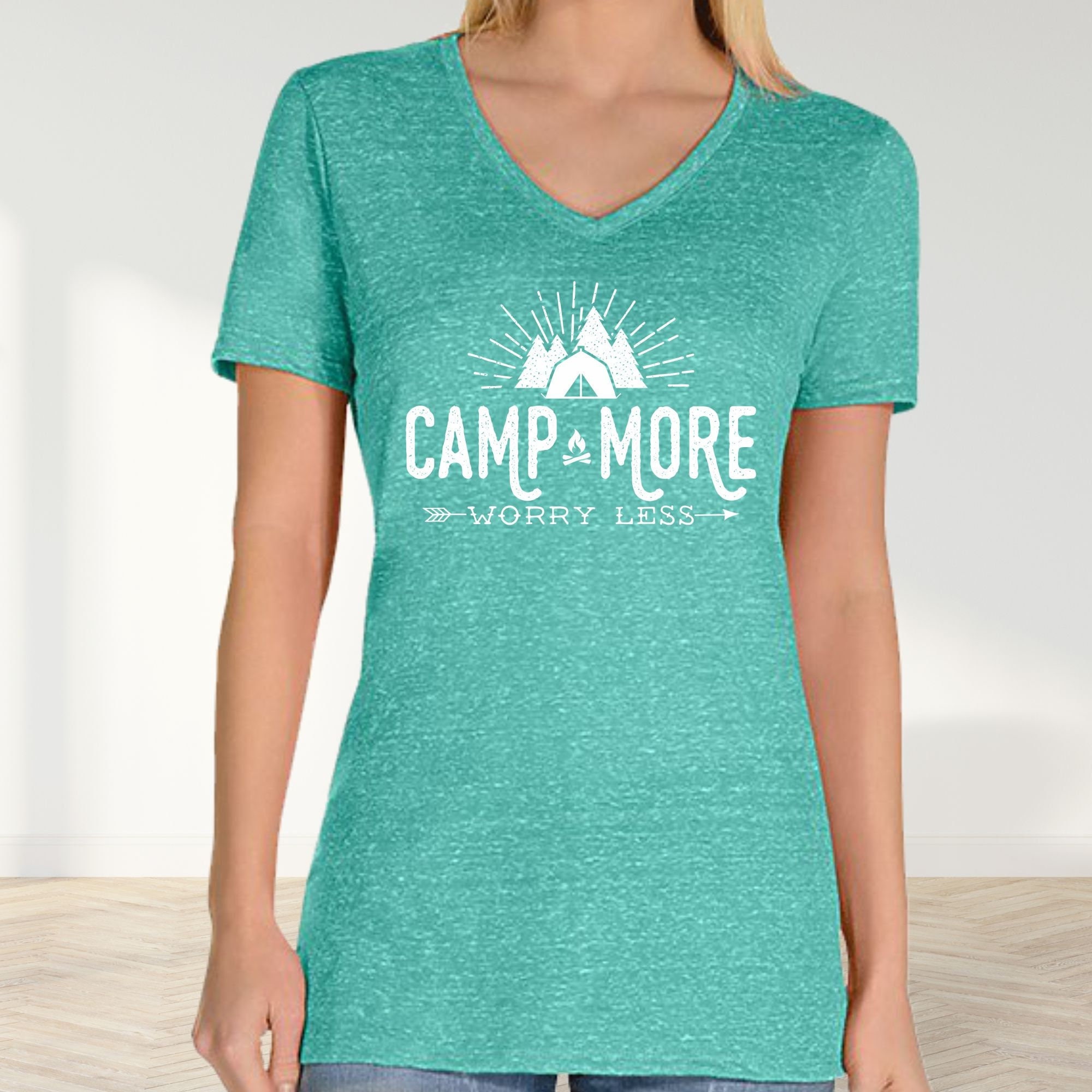 Camping Shirt Camp More Worry Less Ladies V-neck Campfire - Etsy