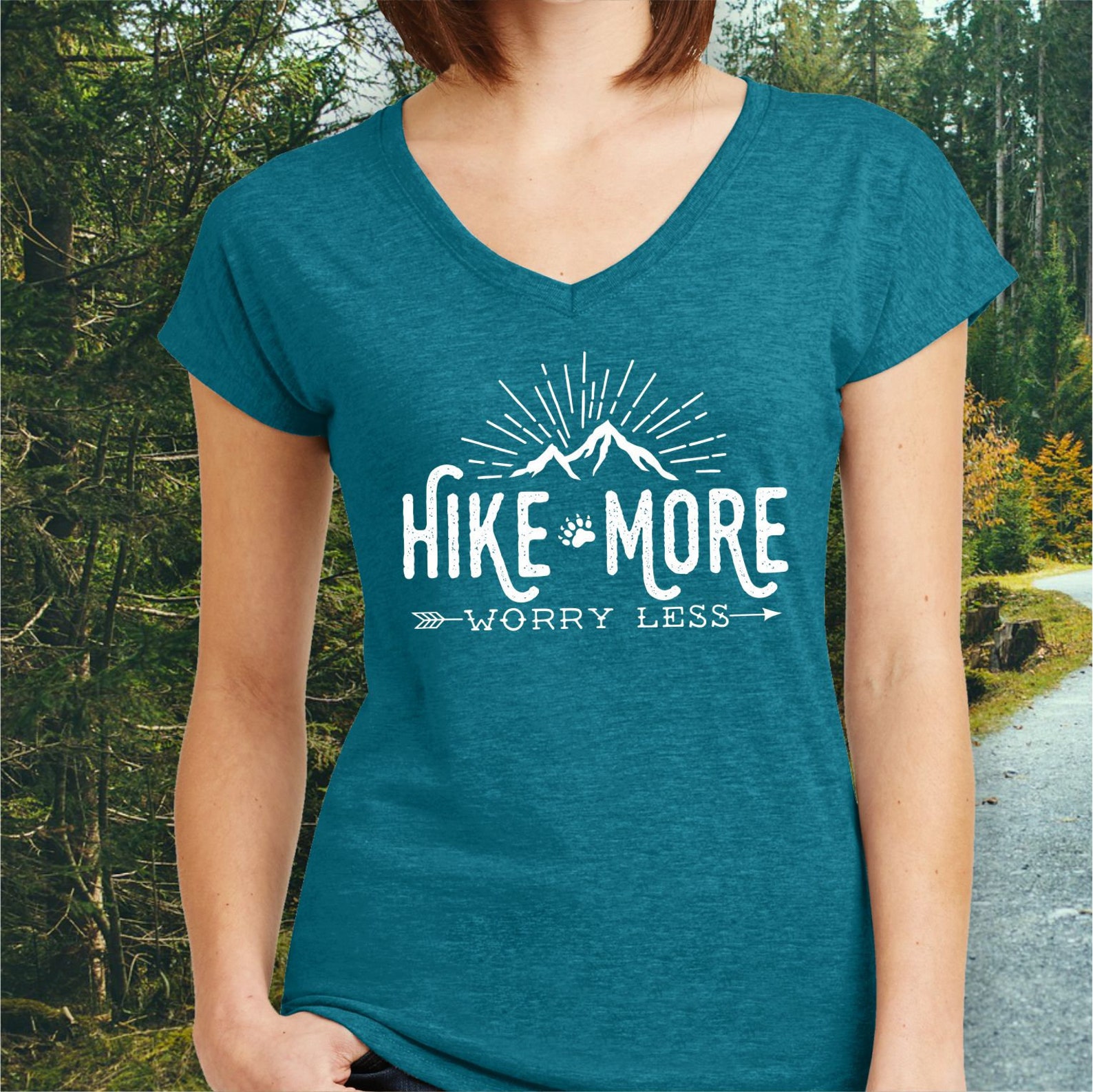 Hiking Shirt Hike More Worry Less Ladies' V-neck | Etsy
