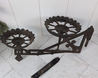 Eastlake Antique Cast Iron Oil Lamp Double Wall Bracket With Mount | Plant Holder Rustic Victorian Wall Decor Cottagecore