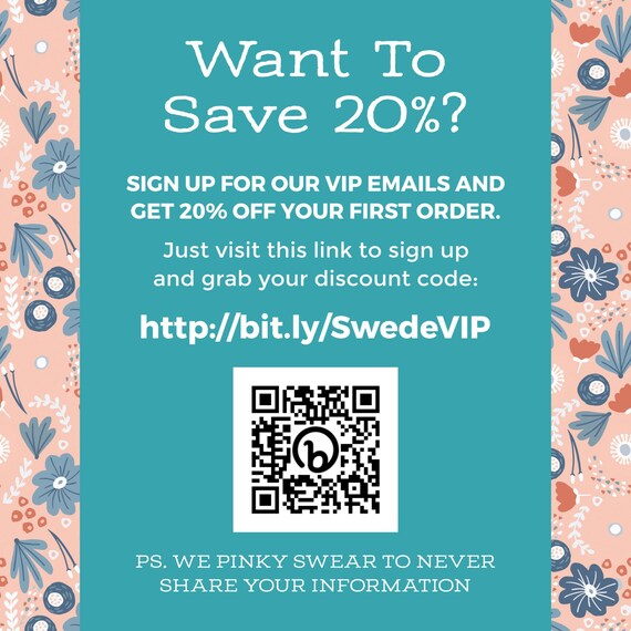 Suzy Swede VIP Club Free 20% off Coupon Exclusive - Etsy