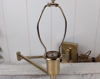 Vintage Gold Brass Swing Arm Wall Mount Sconce Lamp Base Brass Plug-In Light Fixture for Bedroom Bedside Reading Nook Lamp