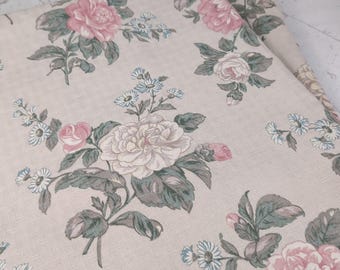 Vintage Martha Stewart Curtain Panels 40 x 84 Pair Beige Floral Roses Cottage Decor Cottagecore Romantic Modern Heritage Botanical Accents