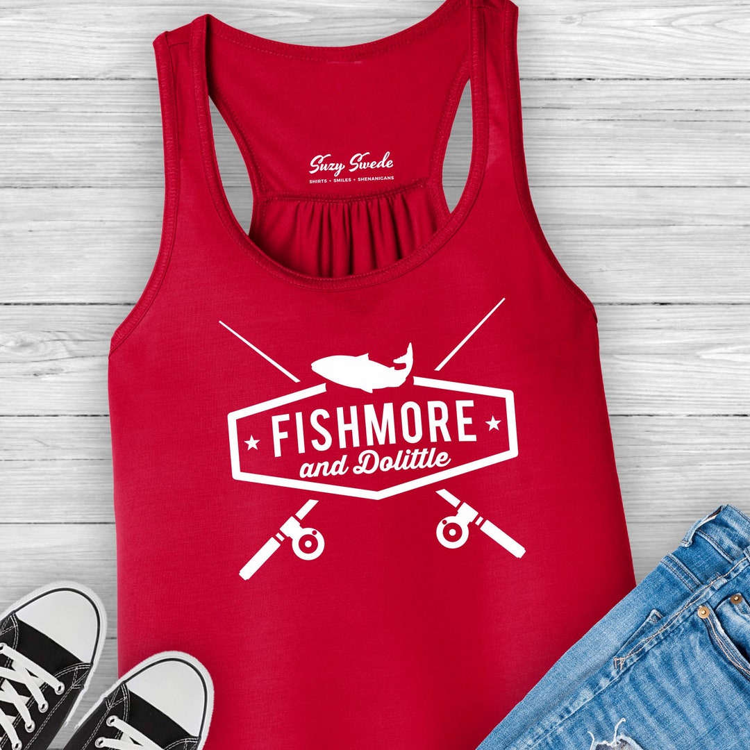 Fishing Shirt, Fishmore and Dolittle Ladies Tank Top, Lake Shirt