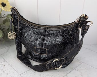 Vintage The Sak Black Patent Leather Hobo Shoulder Bag