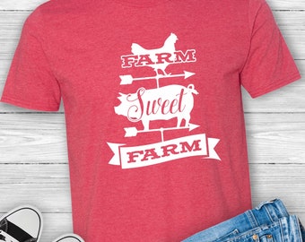 country girl shirt, Farm Sweet Farm, farm girl, weathervane, county fair shirt, farm animal shirt, farm life shirt, farm shirts, western