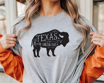 Texas Shirt, buffalo, bison, Texas t-shirt, Lonestar state, graphic tshirt, Texas pride, Texas Gifts for Men, state shirt, souvenir, gift