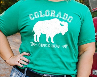 Colorado Shirt | Colorado home, home pride, Vacation Shirt, state pride, souvenir, gift, Centennial State, Buffalo, Bison, Graphic Tee