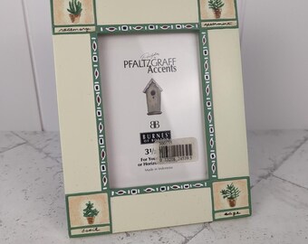 Vintage Pfaltzgraff Naturewood Photo Frame | Botanical Herb Design | Cottagecore Home Decor | Country Farmhouse Accent Piece