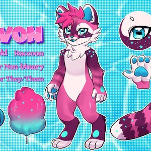 Fiche de référence à fourrure personnalisée : fiche de référence de Fursona, personnage Anthro, commissions Roblox OC, conception de la combinaison