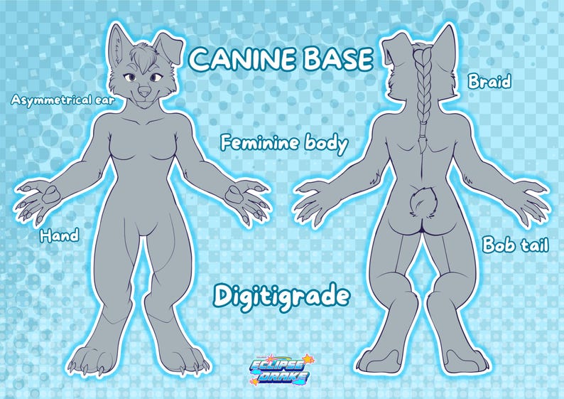 Furry Reference Sheet Base | Digital Download YCH Template | Anthro ...