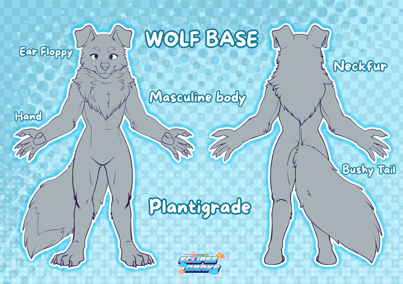 Furry Reference Sheet Base | Digital Download YCH Template | Anthro ...
