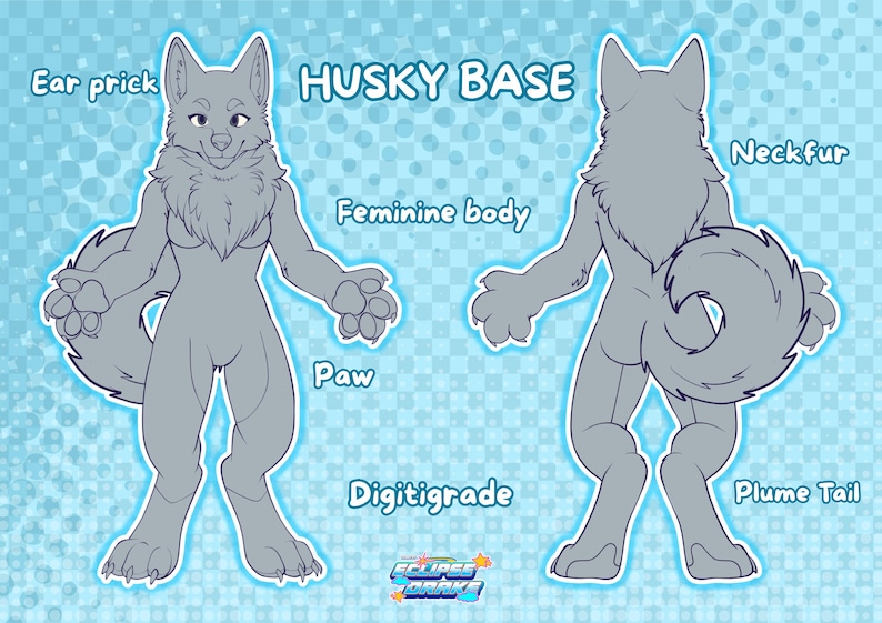 Furry Reference Sheet Base | Digital Download YCH Template | Anthro ...