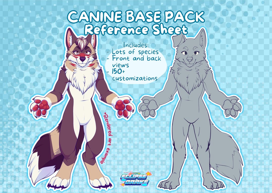 Furry Reference Sheet Base | Digital Download YCH Template | Anthro ...