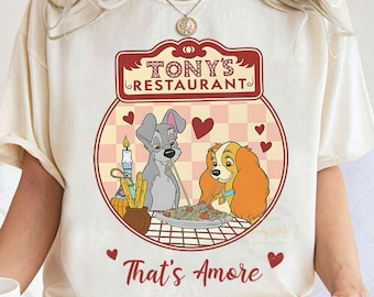 Disney Lady And The Tramp Tony’S Restaurant T-shirt, Couple Matching Shirts, Birthday Gift Tee, Dog Lover Gift, Disneyland Family Trip Shirt
