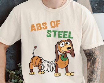 Toy Story Slinky Dog Shirt, Vintage Abs Of Steel Tee, Distressed Workout Gym Apparel, Funny Men Disneyland Trip Outfit, Run Disney Fitness