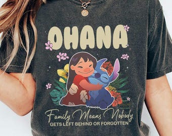 Disney Lilo And Stitch Aloha Hawaii Retro T-shirt, Ohana Means Family Shirts, Disneyworld Vacation Shirt, Disneyland Family Trip Shirt