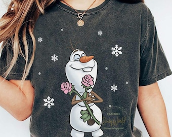 Cute Olaf Snowman T-shirt, Disney Frozen Olaf Hugging Floral Shirts, Birthday Gift Tee, Disney Matching Shirt, Disneyland Family Trip Shirt