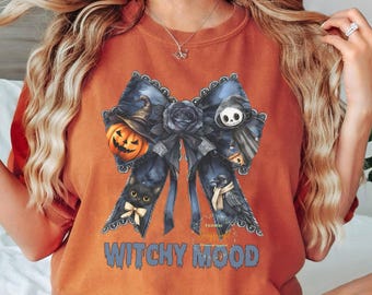 Spooky Cute Bow Halloween Shirt, Witchy Lace Bow Sublimation Shirts, Disneyland Halloween Gift Shirt, Disney Family Matching Halloween Shirt