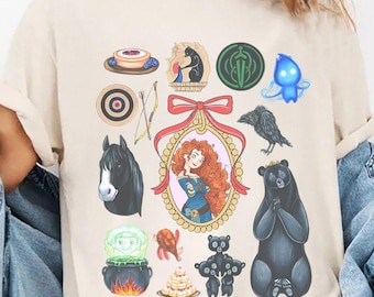 Coquette Merida Brave Characters Shirt, Queen Elinor Bear Mom Sweatshirt, Scottish Archery Princess Tee, Disney Trip Matching Outfit