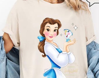 Disney Beauty And The Beast T-shirt, Belle And Chip Tea Cup Shirts, Birthday Gift Tee, Disney Matching Shirt, Disneyland Family Trip Shirt