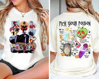 Disney Villains Characters Retro T-shirt, Disney Evil Queens Shirts, Birthday Gift Tee, Disney Vacation Shirt, Disneyland Family Trip Shirt
