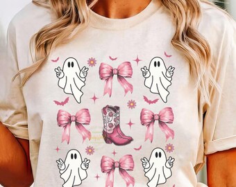 Western Cowboy Ghost And Bow Halloween Shirt, Spooky Season Shirts, Disneyland Halloween Gift Shirt, Disney Family Matching Halloween Shirt