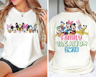 2 Sided Disney Family Vacation 2026 Shirt, Mickey Minnie Donald Goofy Shirts, Matching Trip Sweatshirt, Disneyland Holiday Group Travel Gift
