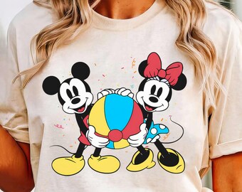 Mickey Minnie Classic Summer Retro T-shirt, Mickey Minnie Beach Ball Shirts, Disney Summer Vibe, Disney Vacation Beach Family Trip Shirt