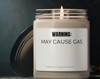 Funny 'Gas Warning' Scented Soy Candle - Novelty Gag Gift